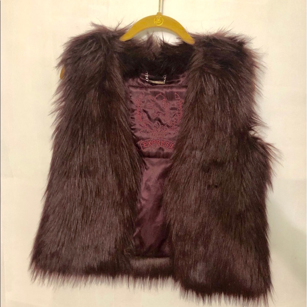 Express Burgundy Fur Vest